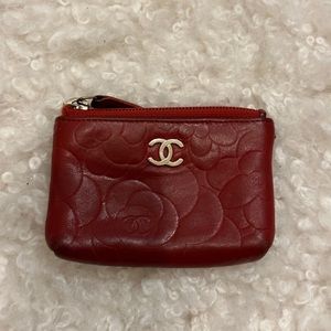 Chanel Red Camellia Coin Pouch